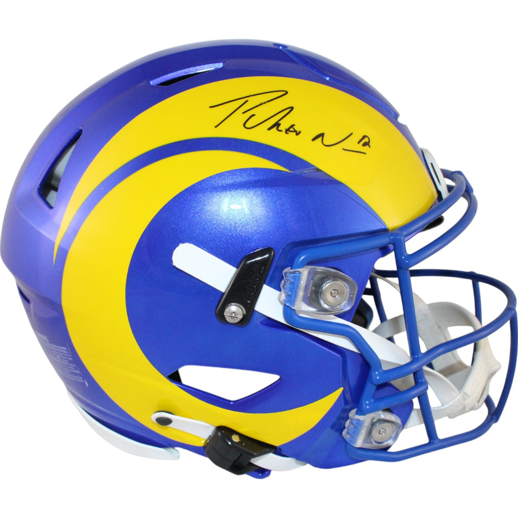 rams speedflex helmet in game Puka Nacua Autographed/Signed Los Angeles Rams SpeedFlex Helmet Fanati – Super Sports Center