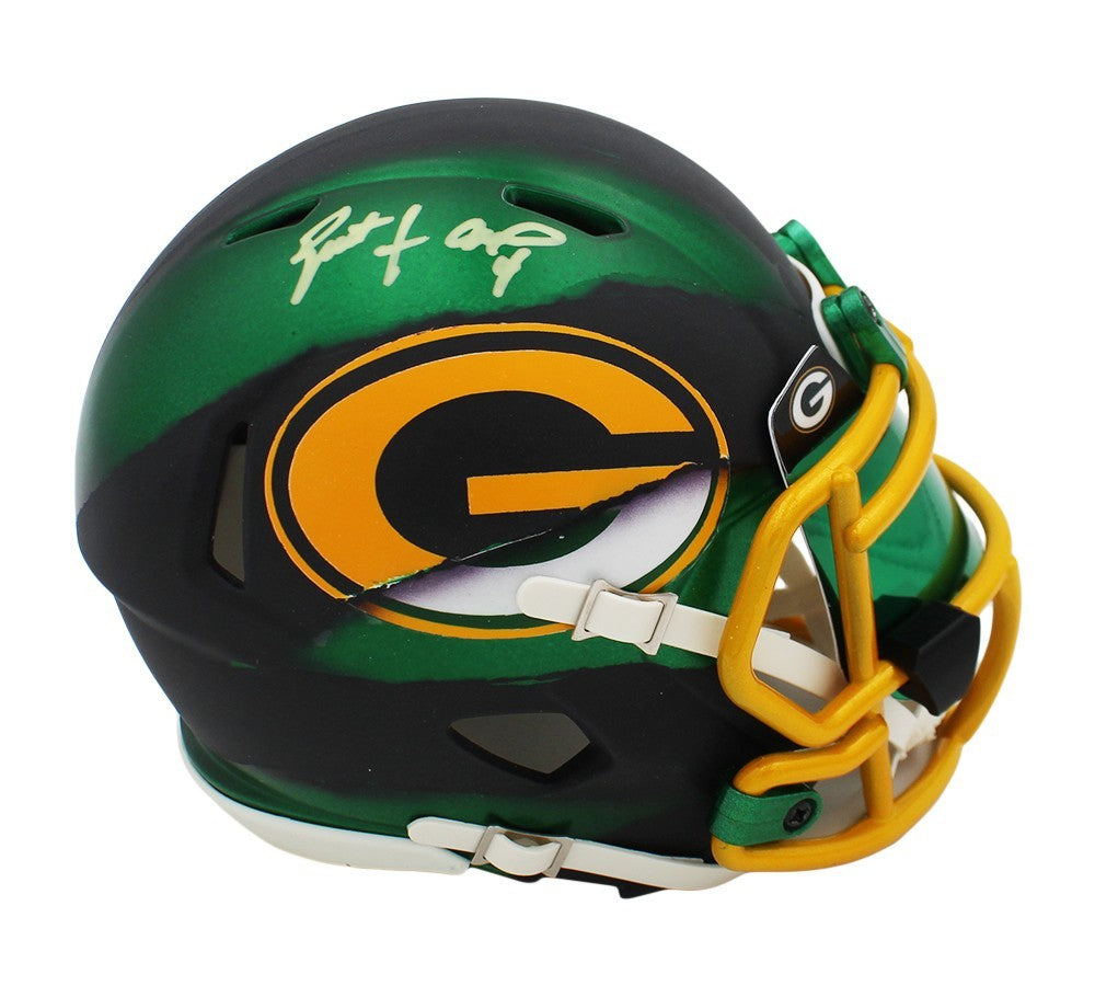 customized nfl football helmets Brett Favre Signed Green Bay Packers Speed Flash Custom NFL Mini Helme – Super Sports Center