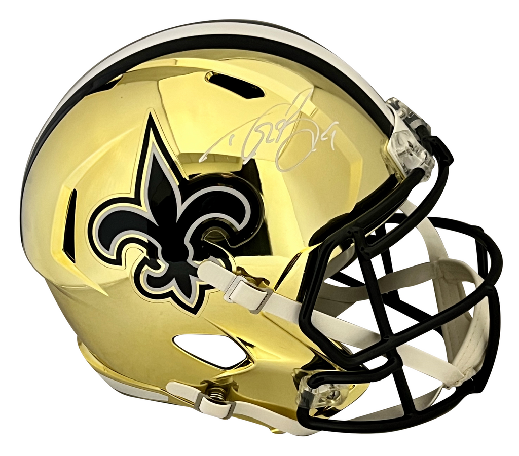 drew brees football helmet DREW BREES AUTOGRAPHED NEW ORLEANS SAINTS CHROME FULL SIZE SPEED HELME – Super Sports Center