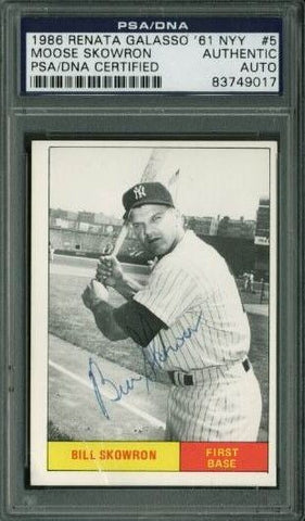 Yankees Moose Skowron Signed Card 1986 Renata Galasso '61 Nyy #5 PSA/DNA Slabbed