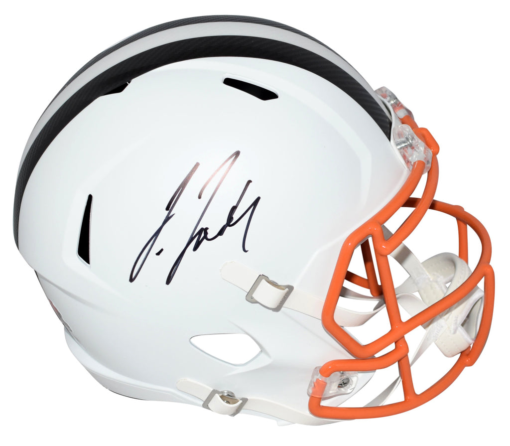cleveland browns football helmets JERRY JEUDY SIGNED CLEVELAND BROWNS FLAT WHITE FULL SIZE SPEED HELMET – Super Sports Center
