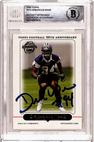 Demarcus Ware Autographed 2005 Topps #375 Rookie Card Beckett Slab 40740
