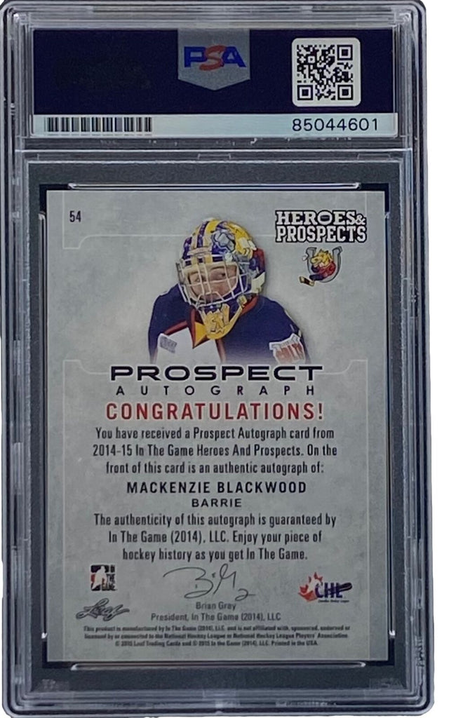 Mackenzie Blackwood Signed 2015 Leaf #54 New Jersey Devils Hockey
