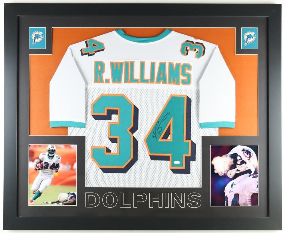 Ricky Williams Signed Miami Dolphins 35'x43' Framed Jersey (JSA Hologr –  Super Sports Center