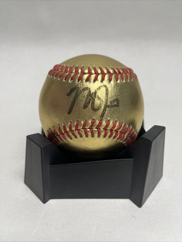 Mike Trout Autographed MLB Gold Baseball. MLB Authentication