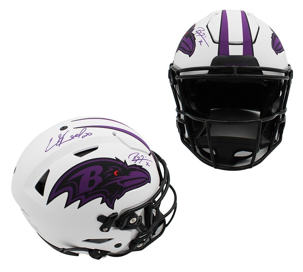 baltimore ravens motorcycle helmet Ed and Ray Signed Baltimore Ravens Speed Flex Authentic Lunar NFL Helm – Super Sports Center