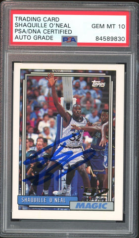 1992 Topps #362 Shaquille O'Neal RC Rookie Magic PSA/DNA Auto GEM MINT 10