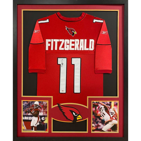 Larry Fitzgerald Autographed Signed Framed Red Cardinals Jersey PSA/DNA