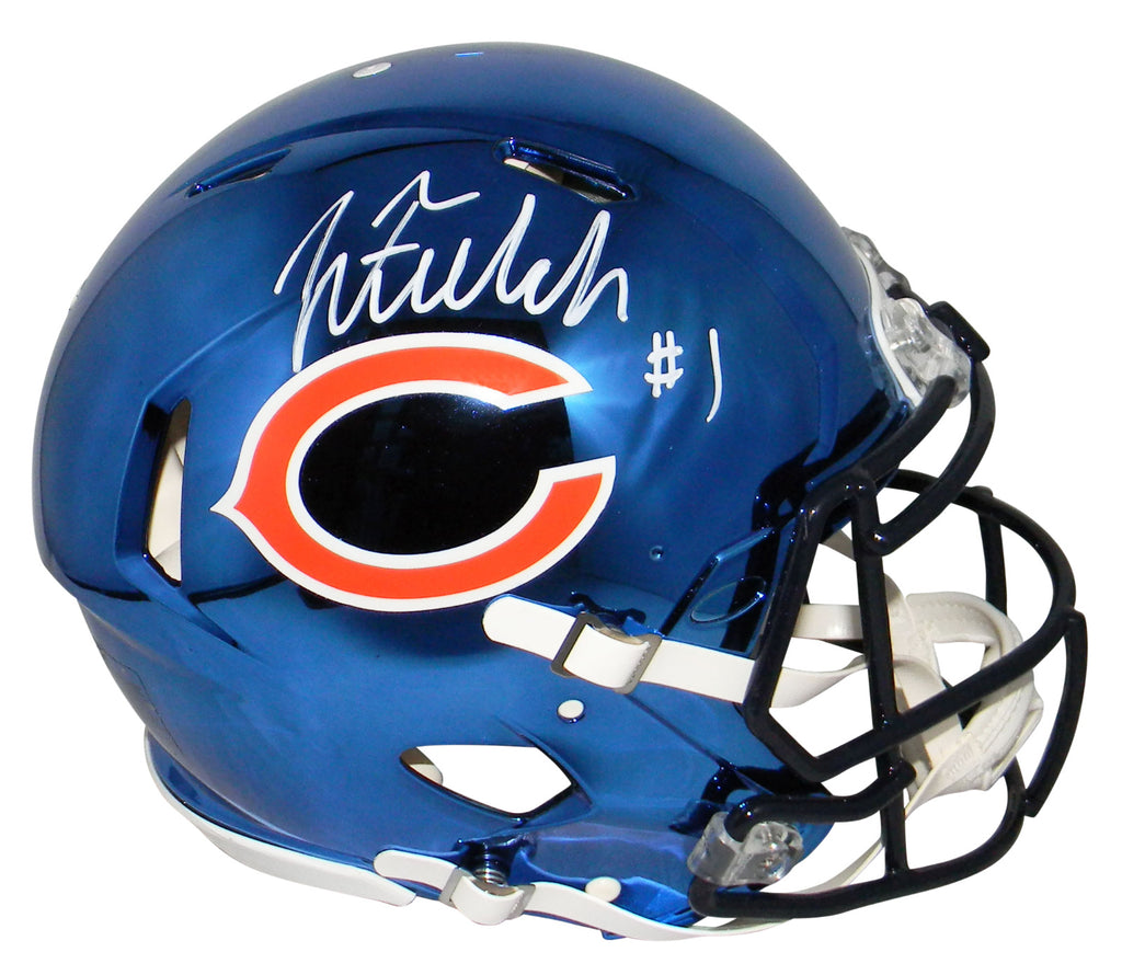 chrome bear football helmet JUSTIN FIELDS AUTOGRAPHED CHICAGO BEARS CHROME SPEED AUTHENTIC HELMET – Super Sports Center