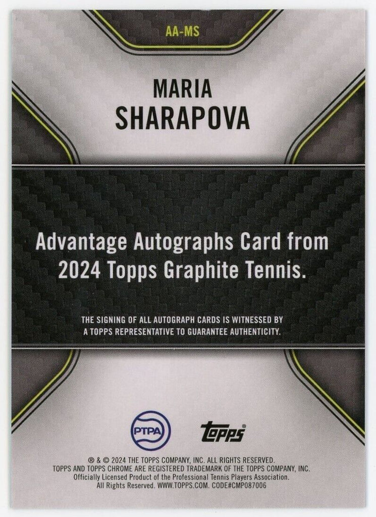 2024 Topps Graphite Tennis Maria Sharapova Auto Green Refractor
