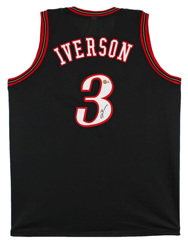 Allen Iverson Authentic Signed Black Pro Style Jersey Autographed BAS Witnessed