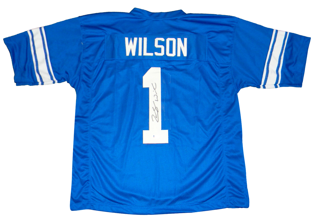 ZACH WILSON SIGNED AUTOGRAPHED BYU COUGARS #1 BLUE JERSEY BECKETT