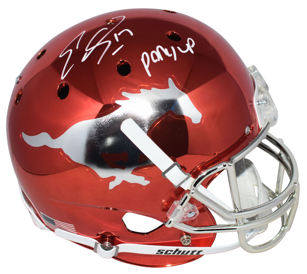autographed football helmet full size EMMANUEL SANDERS AUTOGRAPHED SMU MUSTANGS RED CHROME FULL SIZE HELMET – Super Sports Center