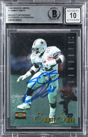 Cowboys Emmitt Smith Signed 1995 Images Limited #1 Card Auto 10! BAS Slabbed