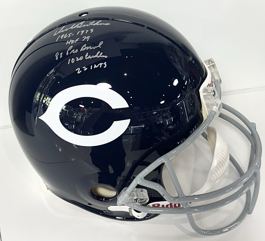 dicks sporting football helmets Dick Butkus Signed Pro Line Authentic Bears Stat Helmet Hof Auto Fanat – Super Sports Center