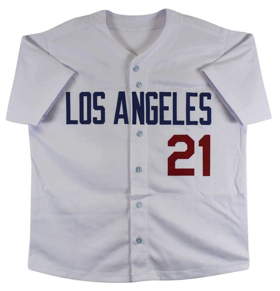 Los Angeles Dodgers VIN Scully Autographed White Majestic Cool Base Jersey Size XL Beckett BAS