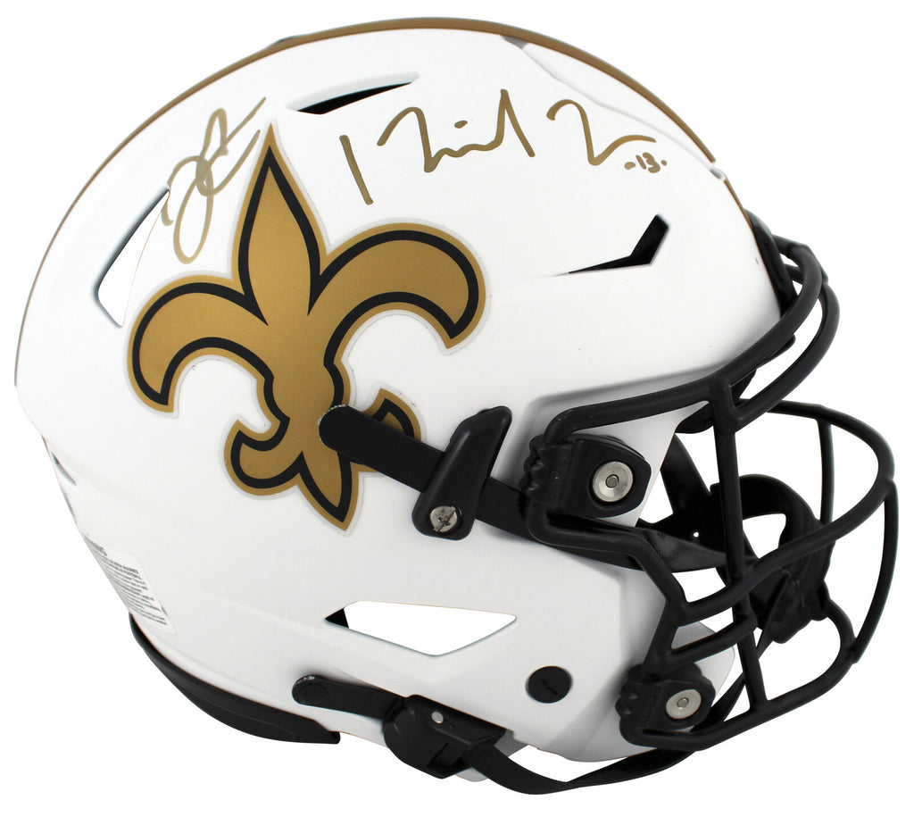 derek carr football helmet Saints Derek Carr & Michael Thomas Signed Lunar Speed Flex F/S Helmet BAS Wit