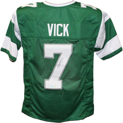 Michael Vick Autographed/Signed Pro Style Green Jersey TRI 43442