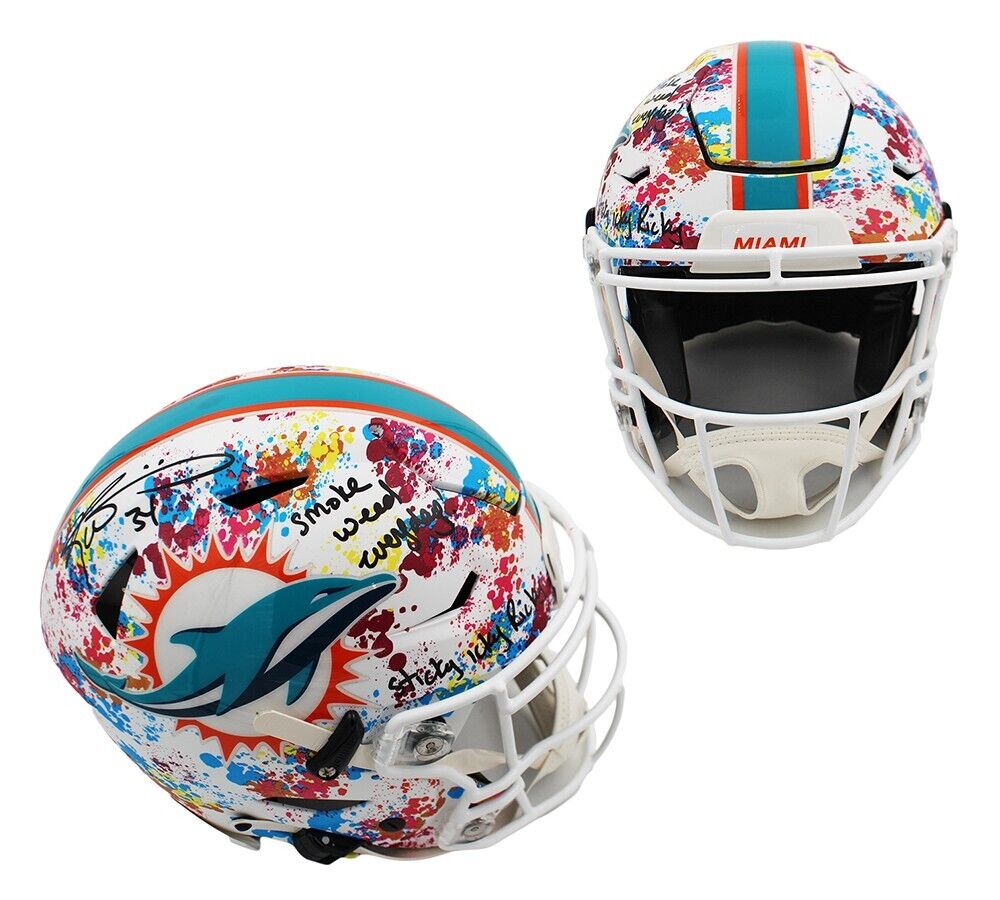 custom nfl motorcycle helmets Ricky Williams Signed Miami Dolphins Speed Flex Authentic Custom Splat – Super Sports Center