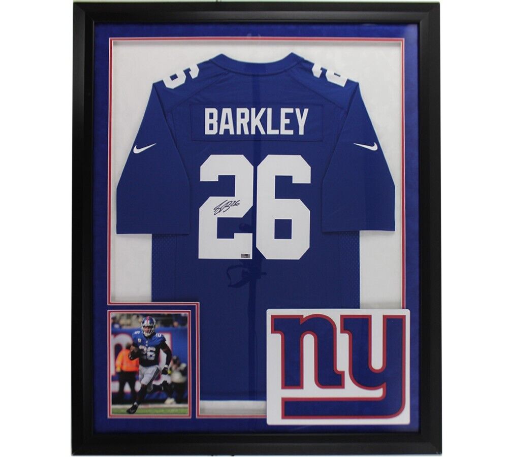 Saquon Barkley Signed New York Giants LED Framed Nike Blue NFL