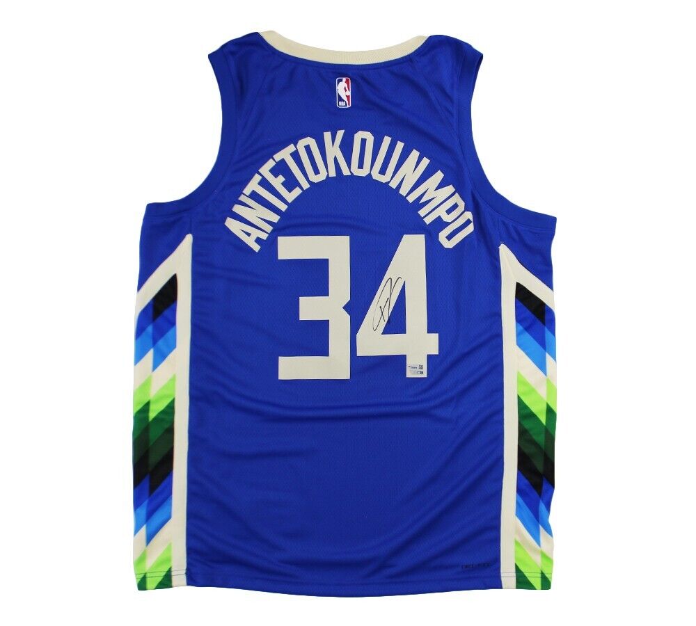 Giannis Antetokounmpo Signed Milwaukee Bucks Nike Swingman Blue