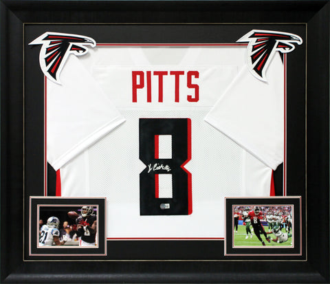 Kyle Pitts Authentic Signed White Pro Style Framed Jersey BAS Witnessed