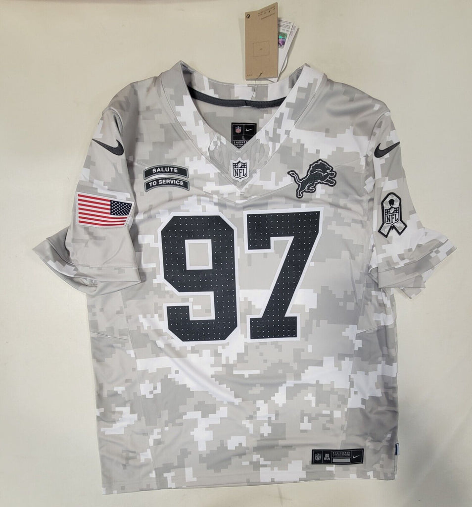 AIDAN HUTCHINSON SIGNED LIONS NIKE XL SALUTE TO SERVICE ARCTIC