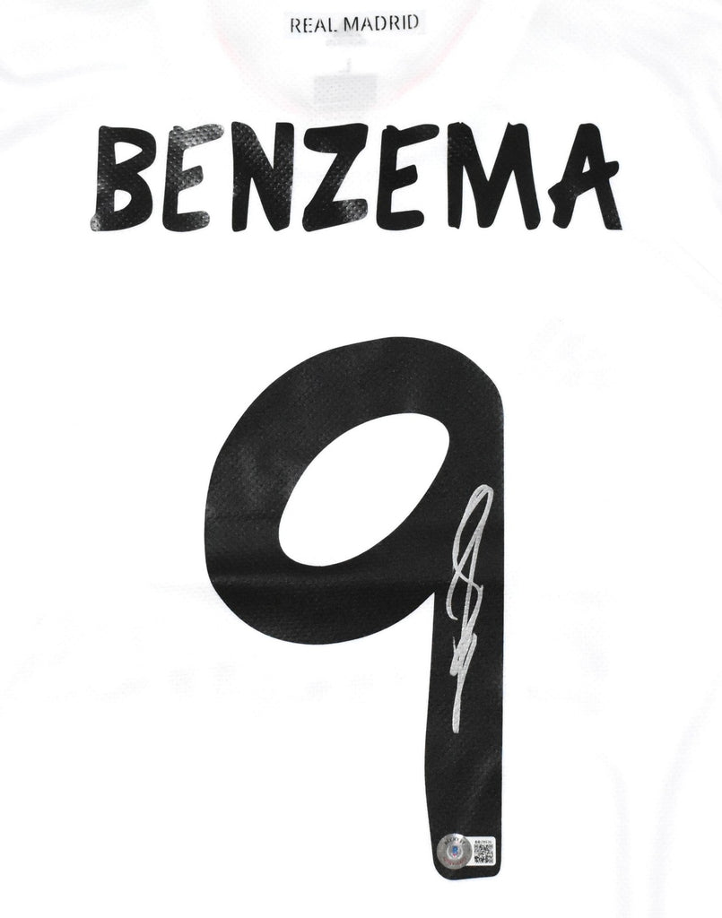 Karim Benzema Signed Real Madrid FC Home White Soccer Jersey #9