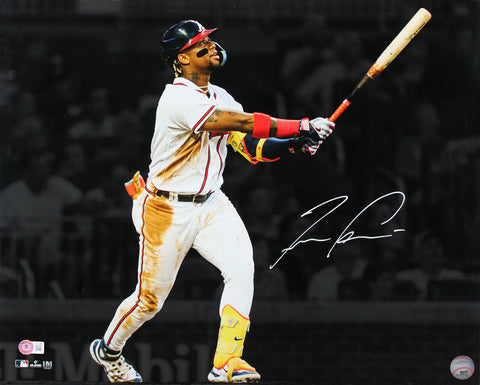 Braves Ronald Acuna Jr. Signed 16x20 Horizontal Spotlight Batting Photo BAS 2