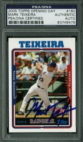 Rangers Mark Teixeira Signed Card 2005 Topps Opening Day #160 PSA/DNA Slabbed