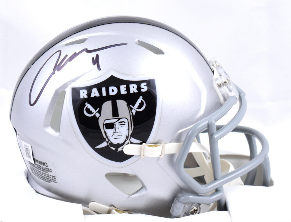 autograph football helmets Aidan O'Connell Autographed Las Vegas Raiders Speed Mini Helmet