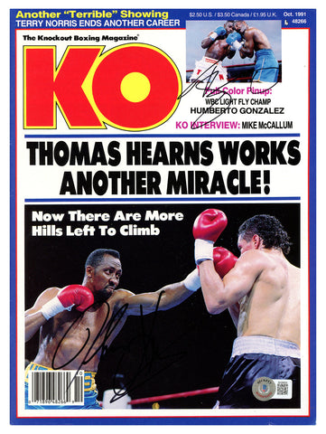 Thomas Hitman Hearns & Terry Norris Autographed KO Magazine Beckett QR #BH26924