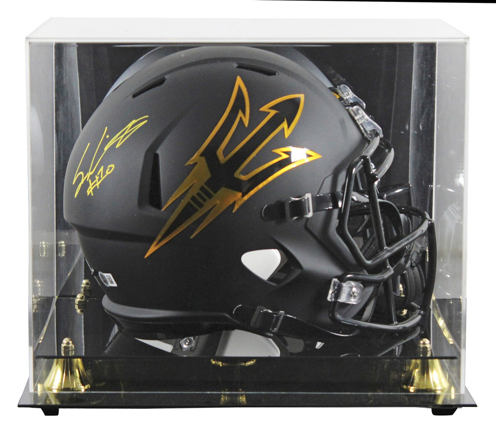 az state football helmets Arizona State Sam Leavitt Signed Black Full Size Speed Rep Helmet W/ C – Super Sports Center