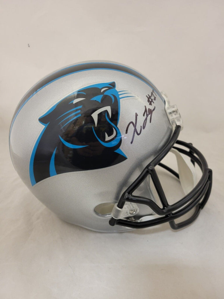 carolina panthers replica football helmet XAVIER LEGETTE SIGNED CAROLINA PANTHERS F/S VSR4 REPLICA HELMET BECKET – Super Sports Center