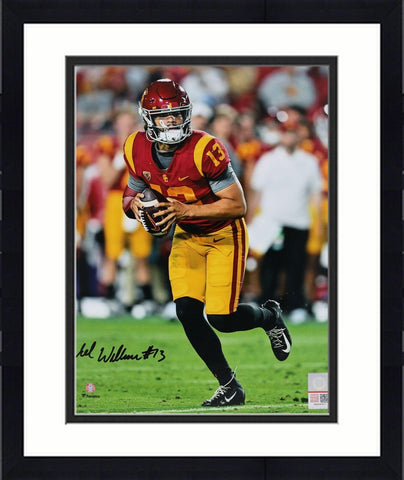 Framed Caleb Williams USC Trojans Signed 8" x 10" Running in Red Jersey Photo