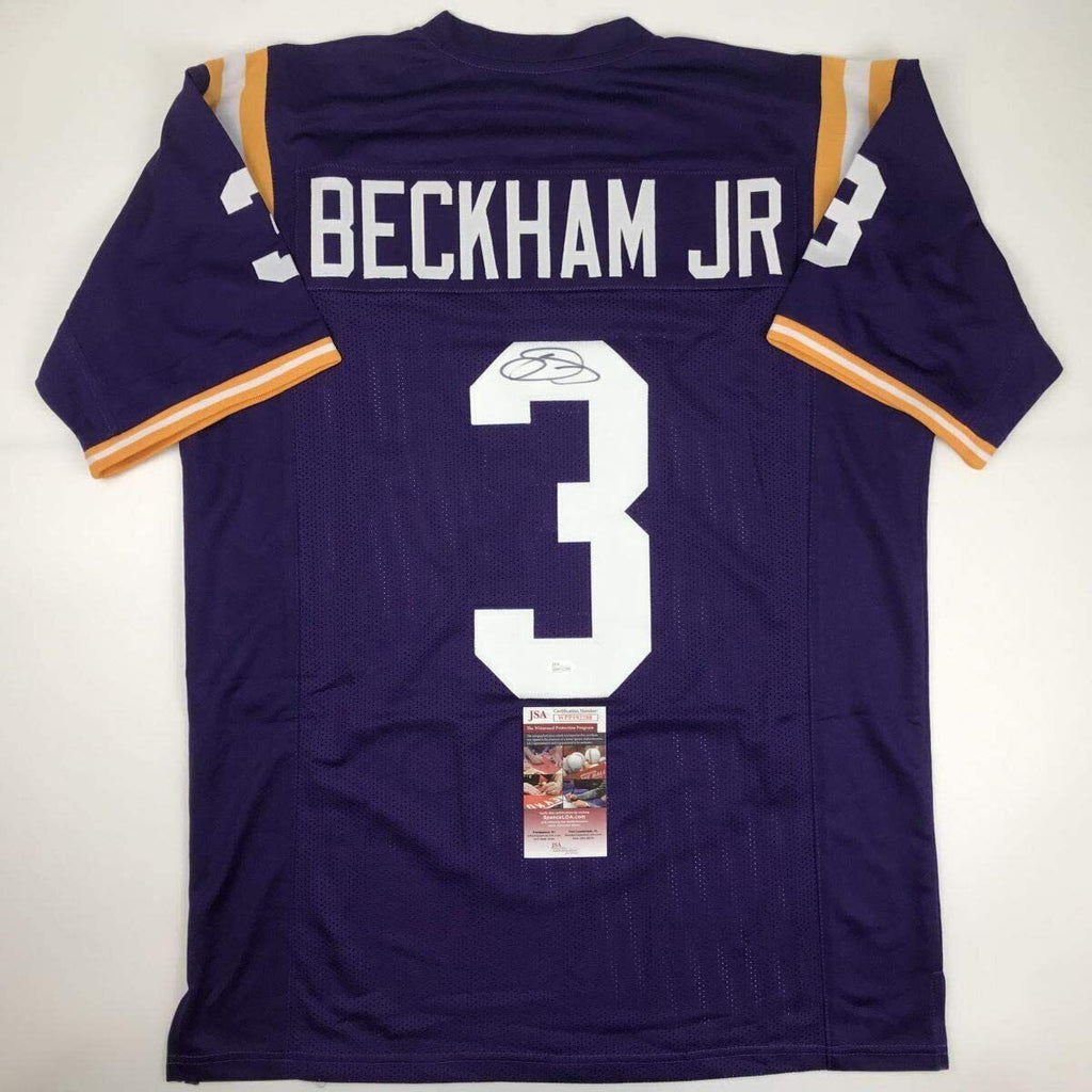Odell Beckham Jr Autographed and Framed Purple LSU Jersey Auto