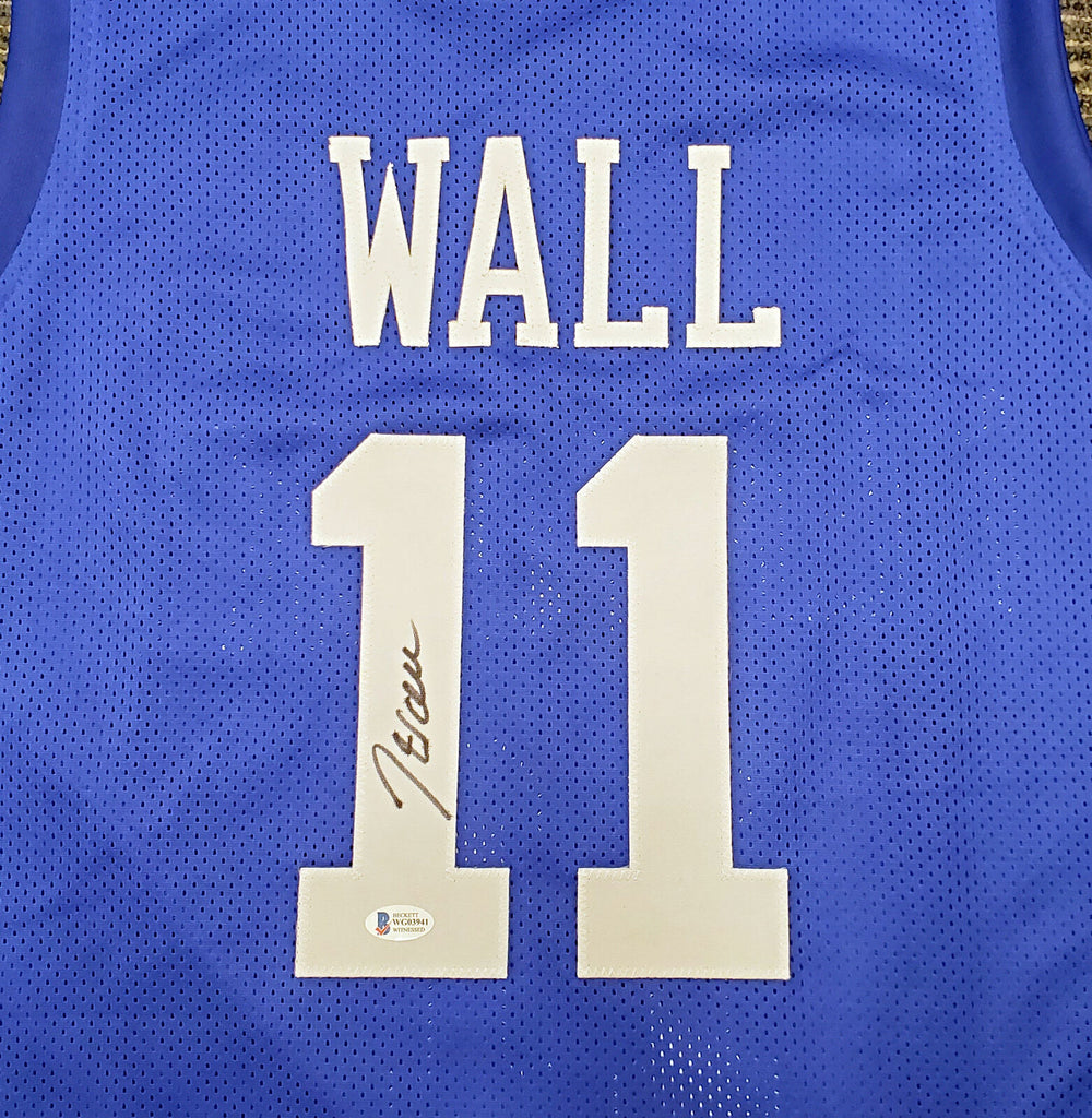 KENTUCKY WILDCATS JOHN WALL AUTOGRAPHED BLUE JERSEY BECKETT BAS