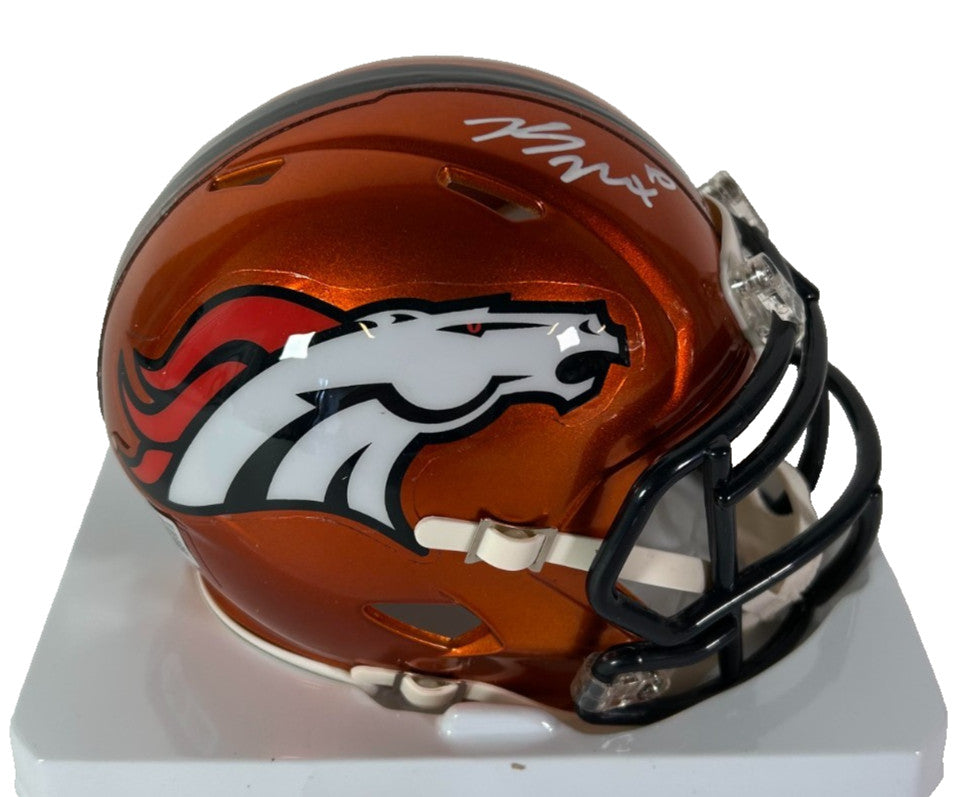 denver broncos nmini football helmet Bo Nix Autographed Denver Broncos Riddell Flash Mini Helmet