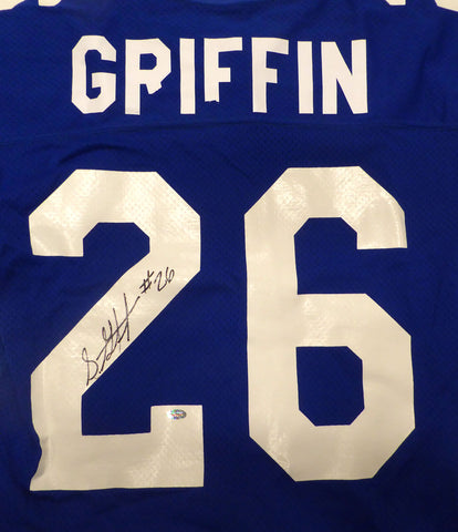 Seahawks Shaquill Griffin Autographed Blue NFL Custom Wilson Jersey MCS 81097