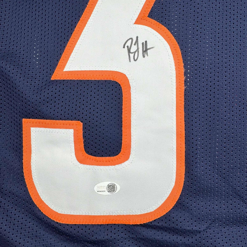 Autographed/Signed R.J RJ Harvey Denver Blue Football Jersey JAS