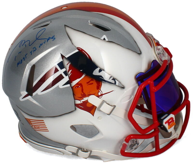 brady football helmet TOM BRADY Autographed "Most SB MVP's" Ripped Speed Authentic Helmet TR – Super Sports Center