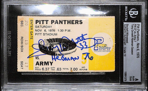 Tony Dorsett Signed Pittsburgh Panthers Ticket 11/06/76 Heisman Beckett 40973