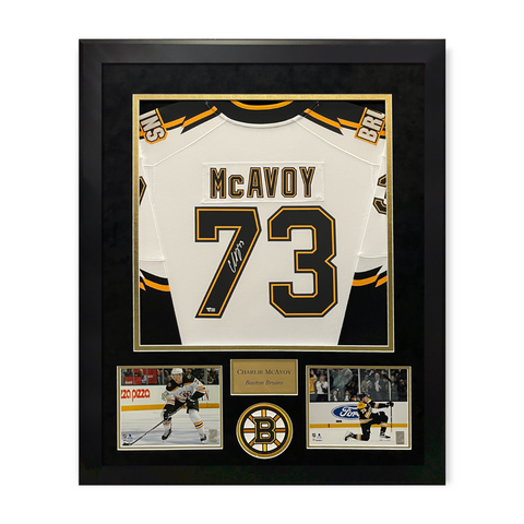 Charlie McAvoy Signed Autographed Jersey Framed to 32x40 Fanatics