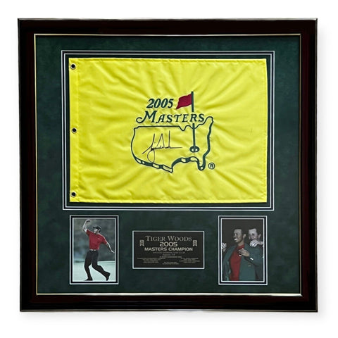 Tiger Woods Signed Autographed 2005 Masters Flag Framed to 24x24 JSA