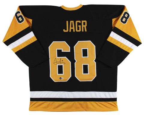 Jaromir Jagr Authentic Signed Black Pro Style Jersey w Yellow #s BAS 2