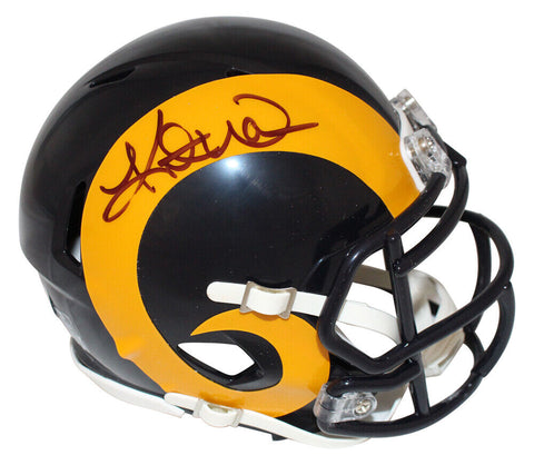 Kurt Warner Autographed Los Angeles Rams Spd TB Mini Helmet BAS 40333