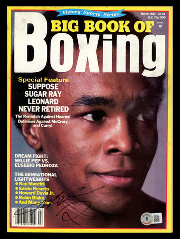 Sugar Ray Leonard Autographed Big Book of Boxing Magazine Beckett QR #BK08728