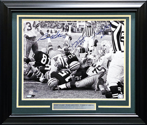Starr, Kramer & Gregg Autographed Framed 16x20 Photo Packers 648/1967 Steiner