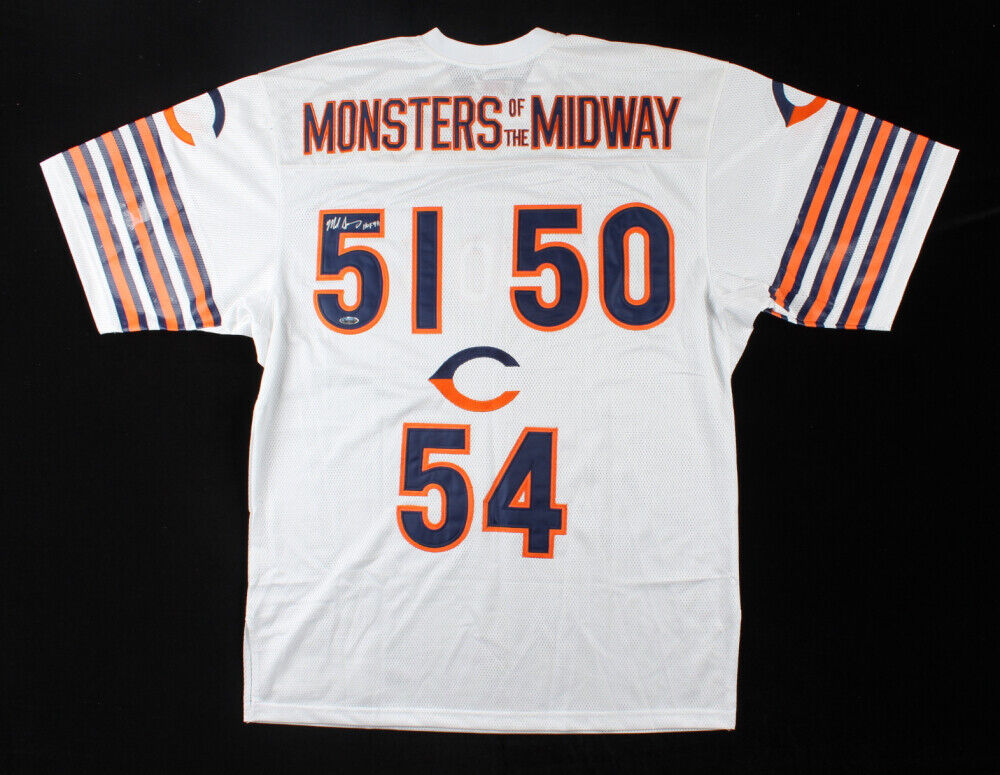 bears monsters of the midway jersey Butkus, Urlacher, Singletary Signed Monsters of the Midway Chicago Bea – Super Sports Center