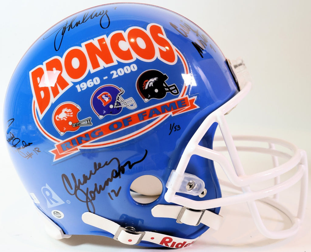 broncos football helmets Broncos Autographed Ring of Fame Pro Helmet with 12 Signatures LSM COA – Super Sports Center
